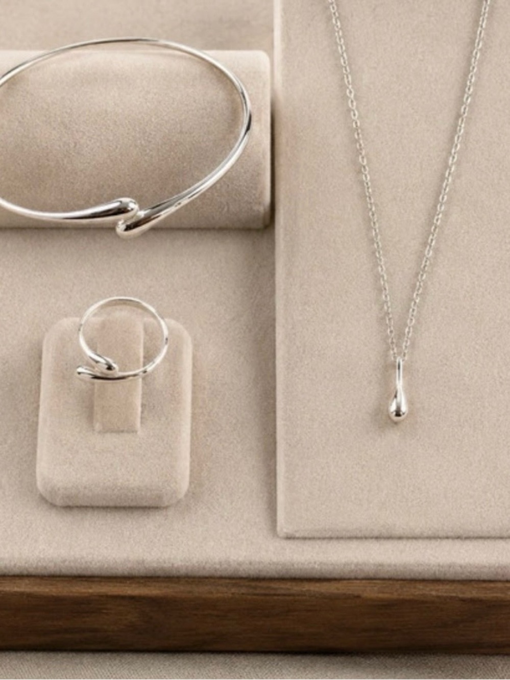 Source Unknown Silver Charm Bracelet and Ring Set - Silver